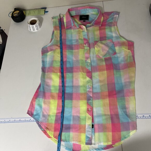 Rails Multicolour Pastel Check Sleeveless Top Women's Size L - Picture 8 of 9
